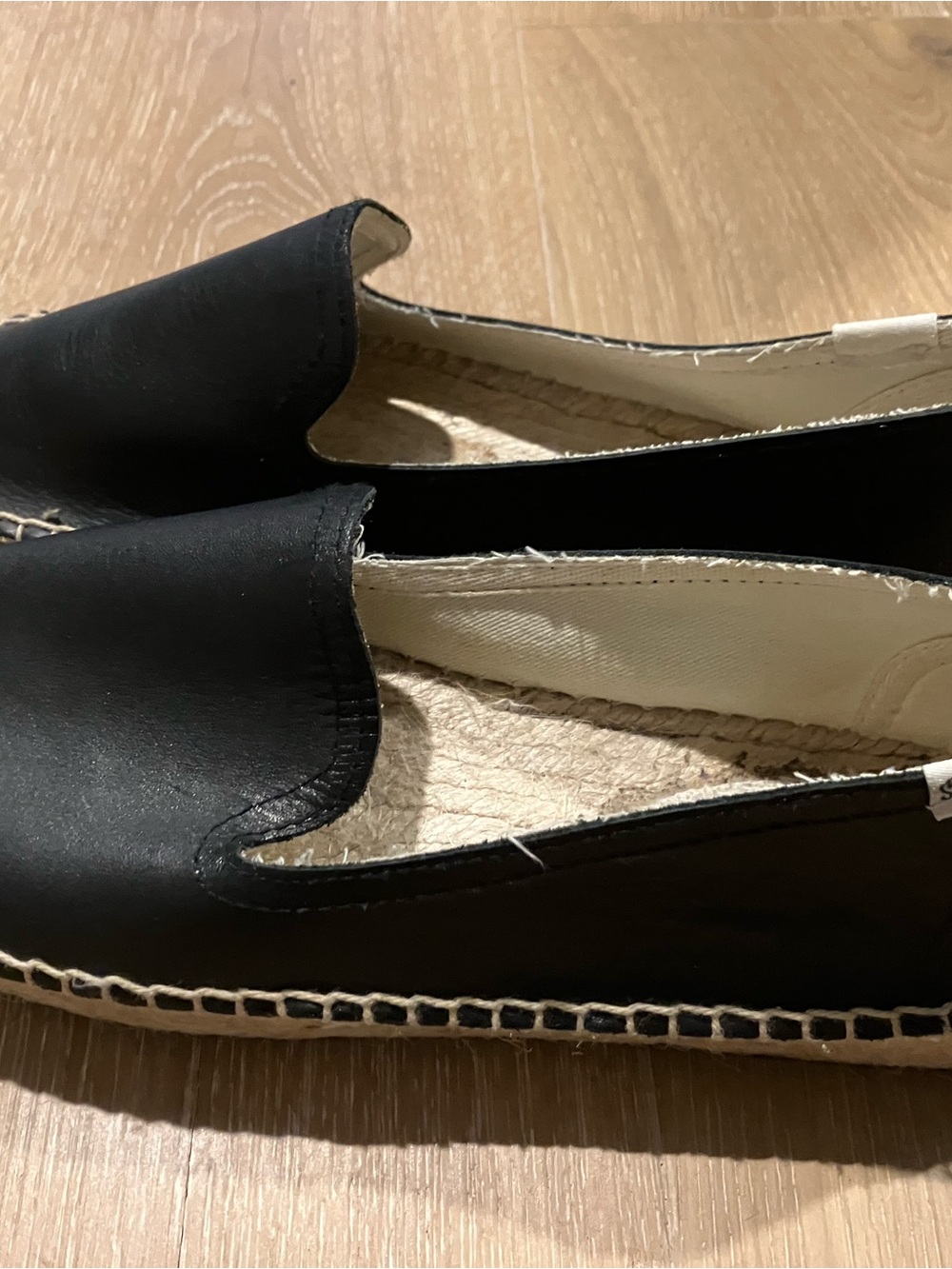 Soludos Black Leather Espadrilles with Natural Jute Trim - Picture 2 of 5